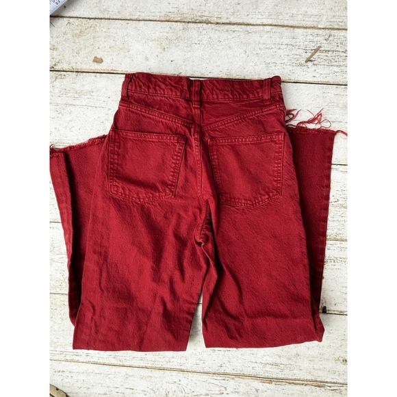 Zara Red Signature The 90's Full Length Denim Jeans Straight Leg Size 2 Cotton - Picture 8 of 8